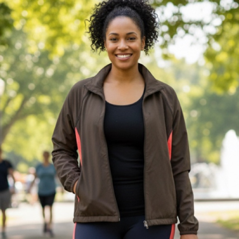 Danskin brown jacket with removable sleeves to make a vest size 20